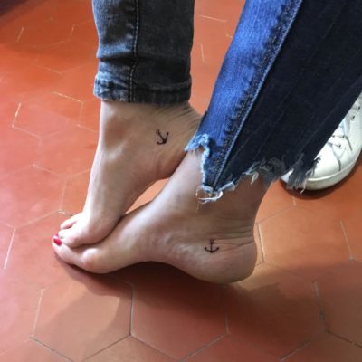 Tattoo ancre pied duo